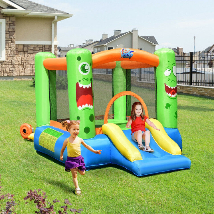 Inflatable Castle Bounce House Jumper Kids Playhouse with Slider and Blower Included