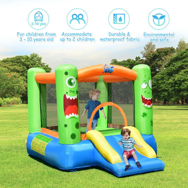 Inflatable Castle Bounce House Jumper Kids Playhouse with Slider and Blower Included