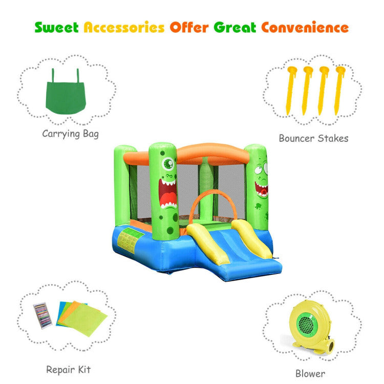 Inflatable Castle Bounce House Jumper Kids Playhouse with Slider and Blower Included