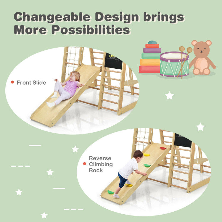 Indoor Playground Climbing Gym Wooden 8 in 1 Climber Play set for Children
