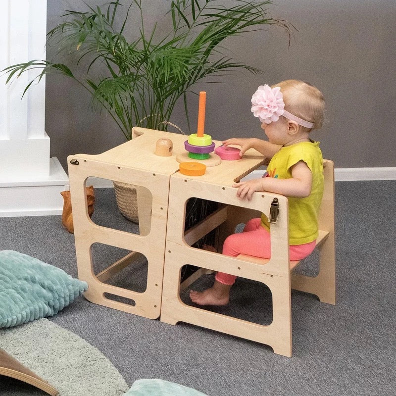 Transformable Learning Tower With Blackboard, Table and Chair