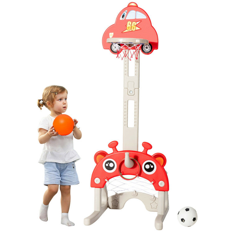 3-in-1 Basketball Hoop for Kids Adjustable Height Play Set with Balls
