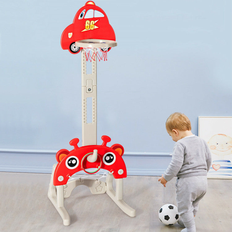 3-in-1 Basketball Hoop for Kids Adjustable Height Play Set with Balls