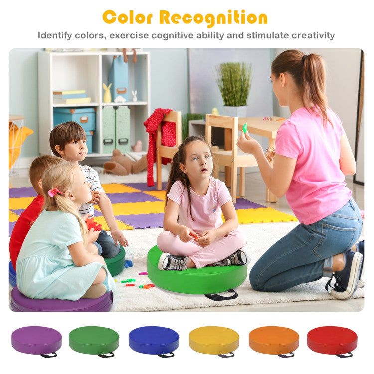 15 Inch Round Toddler Floor Cushions - 6 Pieces
