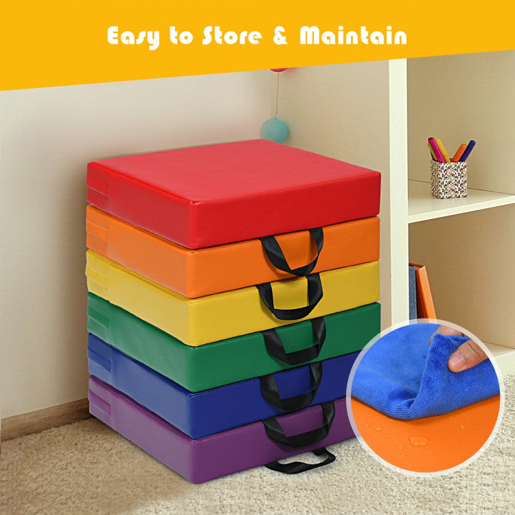 15 Inch Toddler Floor Cushions with Handles - 6 Pieces