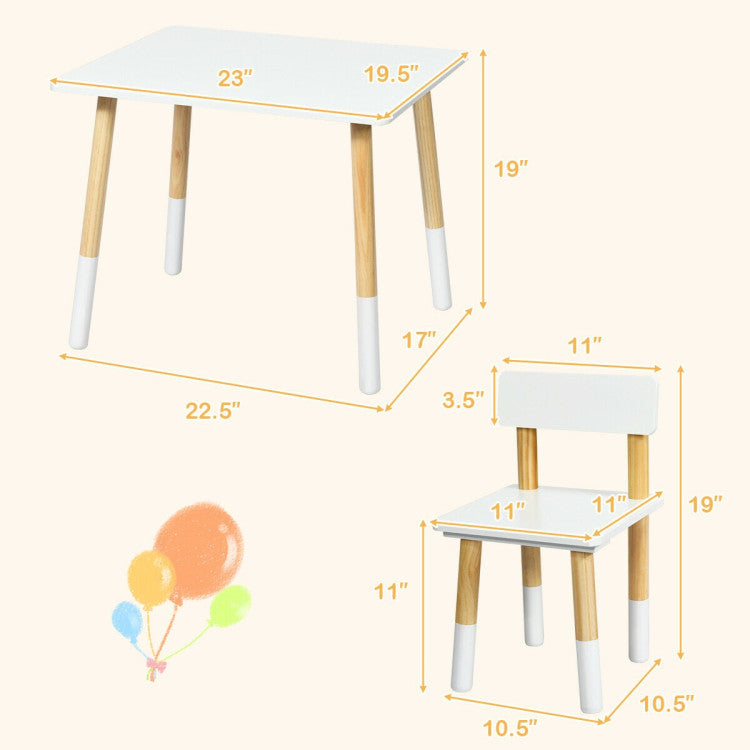 Kids Wooden Table and 2 Set of Two Chairs