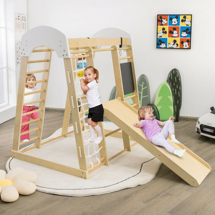 Indoor Playground Climbing Gym Wooden 8 in 1 Climber Play set for Children