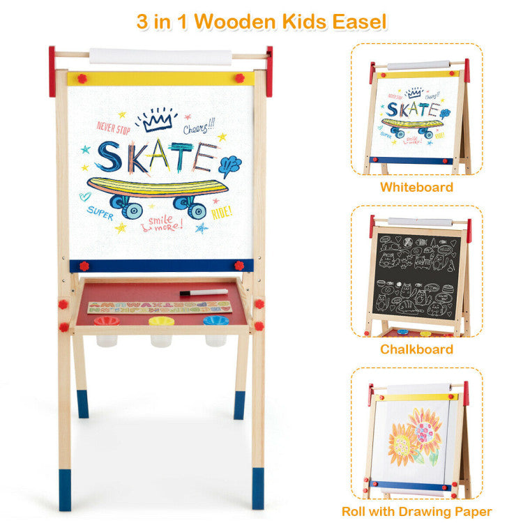 All-in-One Wooden Height Adjustable Kid's Art Easel