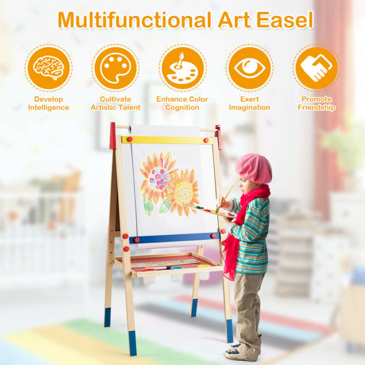 All-in-One Wooden Height Adjustable Kid's Art Easel