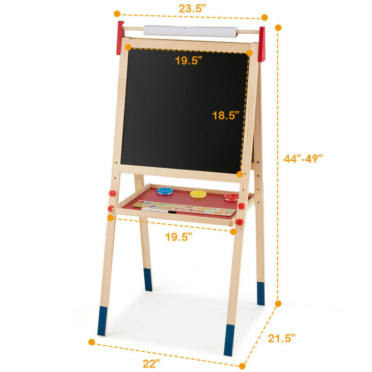 All-in-One Wooden Height Adjustable Kid's Art Easel