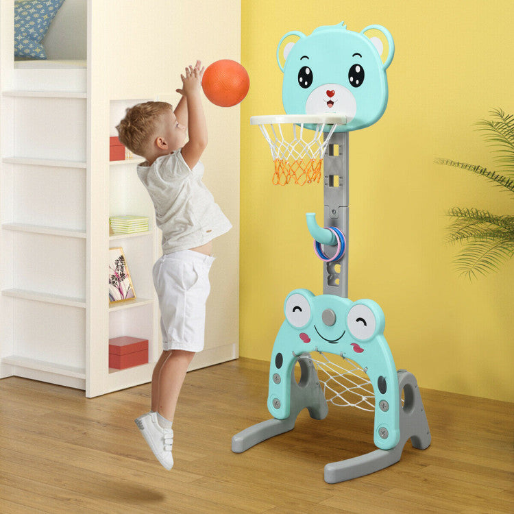 Adjustable Kids 3-in-1 Basketball / Soccer Set with Balls