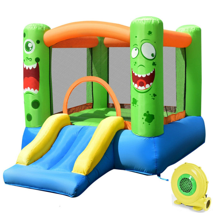 Inflatable Castle Bounce House Jumper Kids Playhouse with Slider and Blower Included