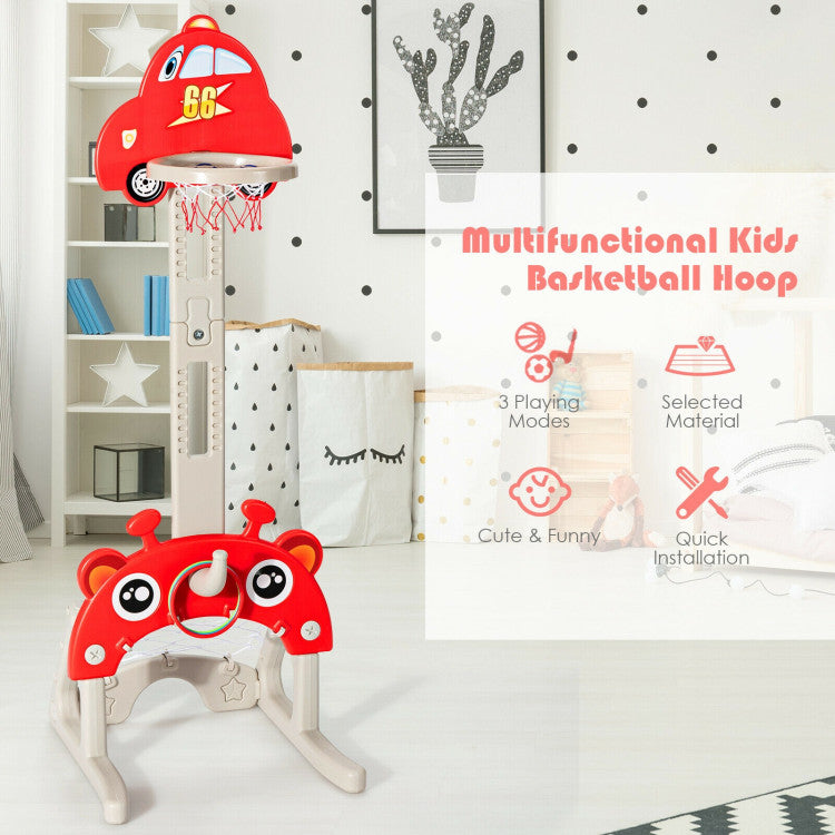 3-in-1 Basketball Hoop for Kids Adjustable Height Play Set with Balls