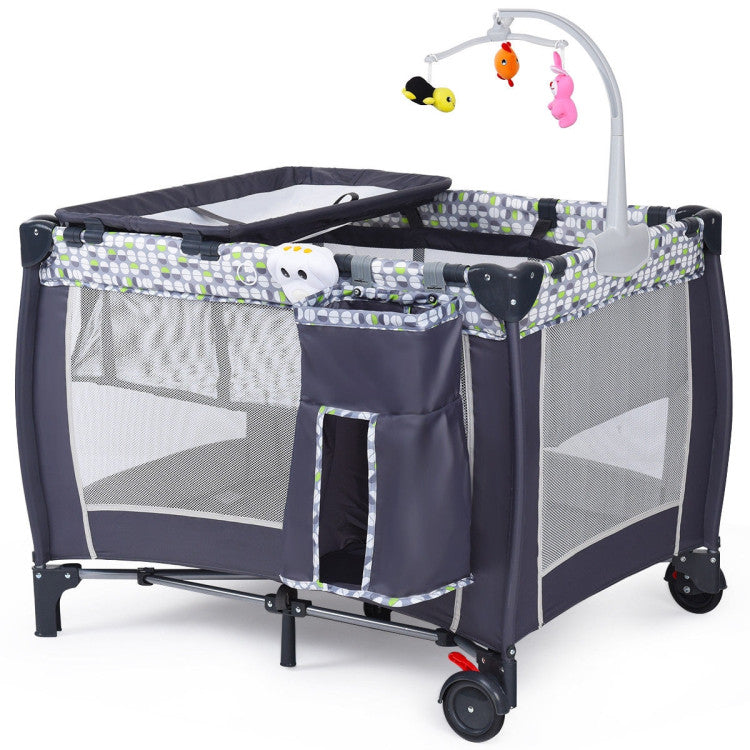 Foldable Travel Baby Crib Playpen Infant Bassinet Bed with Carry Bag