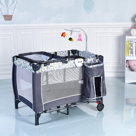 Foldable Travel Baby Crib Playpen Infant Bassinet Bed with Carry Bag