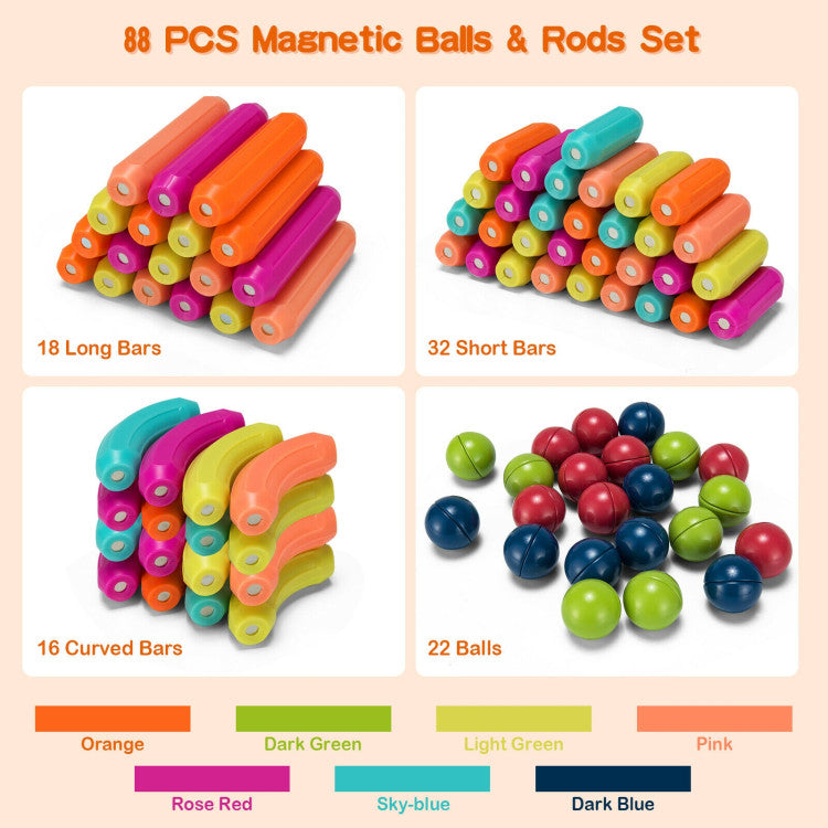 magasin Jobtilbud dechifrere 88 Pieces Magnetic Balls and Rods Set Building Blocks Set For Kids ove –  Fairy Moms